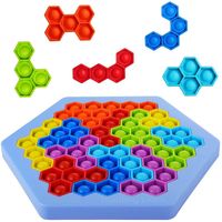 Hexagon Sensory Bubbles Pop Building Blocks Fidget Brinquedos Push Implay Simples Tetris Cérebro Teasers Decompression Games Educação Educação Adicionar adhd engraçado brinquedo