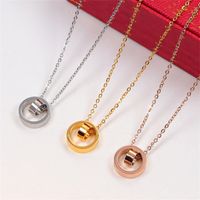 Dual Circle Pendant Rose Gold Silver Color Necklace for Women Diamonds Necklaces charm steel Vintage Collar Costume Jewelry with Dust bag Womens Pendants Necklaces