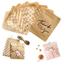 Gift Wrap 25/50 / 100PC Bio-Degradeerbaar Behandeling Snoepzak Party Favor Paper Bags Chevron Polka Dot Stripe Print Craft Bakery