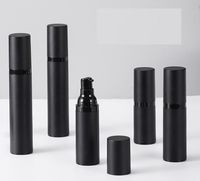 Garrafa de bomba de pulverização vazia preta geada como garrafas de loção sem ar plásticas 15ml 30ml 50ml subbottle cosmético sn2580