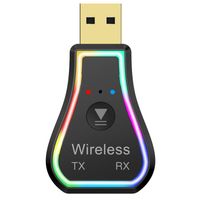 Ambient Light USB Bluetooth 5.0 Transmissor Receptor 3.5mm Aux Stereo Música Adaptador Sem Fio para PC TV Headphone Car