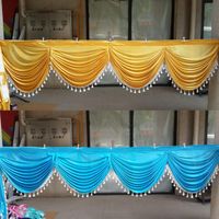 Decoração de festa 20ft longo casamento backdrop swags coral cortina cortina design fase fundo cetim drape parede