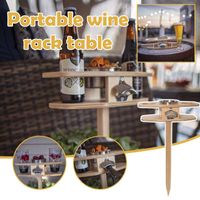 Camp Furniture Outdoor Cup Wine Holder Wooden Drinks Rack Portable Table Easy Installation Picnic Lawn Bottle For Camping