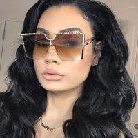 Sonnenbrille Marke Designer 2022 Luxusrahmenlose Frauen Gradient Mode Winddichte Gläser UV400 Gafas de Sol Para1