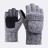 Fünf Finger Handschuhe Arbeit Dicke Männliche fingerlose Männer Frauen Wolle Winter Warm Exponierte Fingerhandschuhe Strickfliphälfte