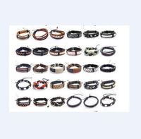 10 unids / lote mezcla color brazaletes de cuero pulseras para bricolaje artesanía regalo de joyería de moda ajustable 7-11 pulgadas LW3