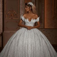 Glitter Off Shoulder Ball Gown Wedding Dresses 2021 Luxury Sparkly Backless Bridal Gowns with Long Train vestidos de novia robe mariee