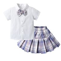 Conjuntos de ropa 2 unids niñas conjunto casual uniforme diseñado primavera niños deportes lindo top y falda de cumpleaños ropa de cumpleaños -6 ys 2021