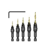 Woodwork Countersink Drill Bit 5# 6# 8# 10# 12# 14# Hex Shank Handle 6.35mm Hole Opener Set Reaming With Spanner