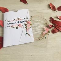 Greeting Cards Acrylic Wedding Invitation Card With Pocket Envelop Custom Good Quality Birthday Baptism Invitations Price 10sets