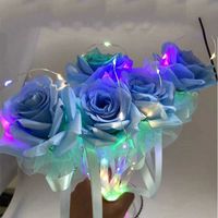 Creative Valentines Day Gifts Present Lighted Birthday Gift Glowing Rose Flower Stick Colorful Artificial Flowers