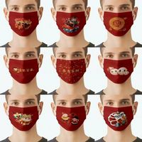 2022 Ano Novo Chinês Máscara de Designer Adulto Máscaras Reutilizáveis ​​3D Design Floral Mostra Rosto Lavável e Respirável Máscara de Proteção Crianças