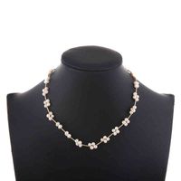 Kreative Mode Koreanische Version Einfache Perlenhalskette Kreative Mode Metallkette Clavicle Halskette gerade