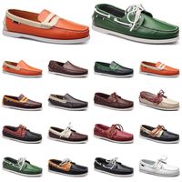 Womens sneakers Sailing shoe mens casual leather shoes black white red green orange brown outdoor trainers size 38-45 sixty four