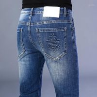 Лурен внешнеторговые товары товары скидка продукция вышитые фиксированные горный хрусталь повседневные джинсы мужские стройные подходят тощие мужские мужчины
