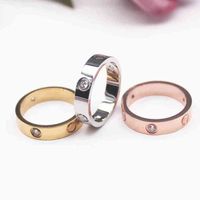 4mm 5mm 6mm staal sier liefde ring mannen en vrouwen rose gouden ringen liefhebbers paar ring voor bruiloft gift mode klassieke sieraden met tas