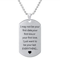 Grabado letras collar colgante regalo parejas novio novia joyería militar día de San Valentín presentan cadenas