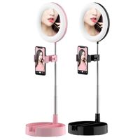 Flaş Kafaları G3 Katlanabilir Makyaj Aynası Yüzük Işık Telefon Standı 3 Aydınlatma Modları 3500 K-6000K Youtube için Ayarlanabilir