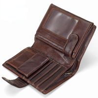 Wallets Real Cowhide Genuine Leather Men Coin Purse Clutch Hasp Open Top Quality Retro Short Wallet Small Card Holder Male Walet