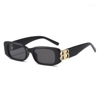 European and American Square Double B Sunglasses estrelas com côncavo moda rua tiro inspeciona mulheres 05