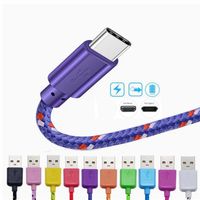 1M 2M 3M Type C Nylon Braided Micro USB Cables Charging Charge Charger Cord for Android V8 Smart Phone