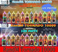 Original RandM Tornado 10000 Puffs Descartáveis Vape Pen E Cigarette Com Bateria Recarregável Controle de Fluxo de Ar Mesh Coil 20ml Pré-cheio Pod 10K Big Vapor Kit