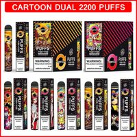2200 Pulves Cartoon Design Design Electronic Sigarette Dual Flavs Dispositivo monouso VAPE Pen Stick 2in1 Switch 7ml Pods Cartucce Vaporizzatori Vapori VAPES ECIGARETTE