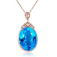 Cross-Border Navy Blue Topaz Pendant 18K Rose Gold Plated Drop-Shaped Big Diamond Sapphire Necklace Ornament for Women