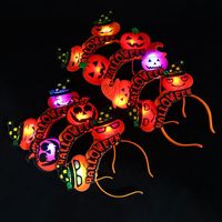 Festa decoração cor abóbora fivela cabeça fivela morcego halloween luz piscando fivelas noite headbands decor