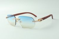 Vendite dirette Endless Diamond Sunglasses 3524024 con Tiger Wooden Temples Glasses Glasses, Dimensioni: 18-135 mm