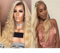 Two Tone Ombre #4 T 613 Wavy Celebrity Wig Full Lace Wigs 10A Virgin Chinese Human Hair Yellow Straight Front Lace Wigs