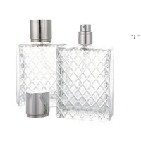 100ml Square Grids Carved Perfume Bottles Clear Glass Empty ...