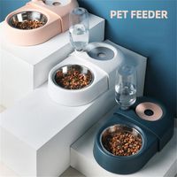 Cat Bowls & Feeders 2 In 1 Pet Durable Double Dog Dispenser Raised Stand Feeding Watering Supplies Feeder