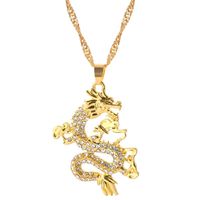 Hanger Kettingen Dragon voor Vrouwen Mannen Gouden Kleur Sieraden Kubieke Zirconia Mascotte Ornamenten Lucky Symbool Geschenken