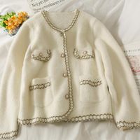 Damen Stricks Tees Cardigan Strickkoreanische Mode Taschen Wolle Pullover Für Frauen Winter Langarm Oansatz Lässige Strickwaren Mäntel Weiblich