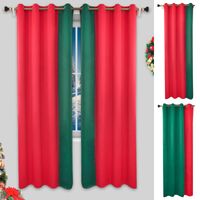 Vorhangvorhänge 2 Panels Weihnachtsvorhänge für Wohnzimmer Thermal isoliert Blackout-Fenster Grüne rote Dekoration