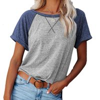 Camiseta de camiseta de verano para mujer Ropa suelta Pantalones cortos simples Casual Cuello redondo de manga corta T Tops Tops S-2XL