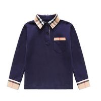 Criança camiseta bebê t - shirts colarinho colarinho de manga comprida t-shirt algodão crianças camisa de xadrez menino camisas primavera outono