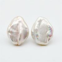 Boucles d'oreilles pour femmes, perles surdimensionnées, perles baroques naturelles blanches, 925 argent, cadeau dames 211012