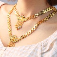 Multilayer Necklace Gold Plated 24k Chain Layered Choker Indian Jewelry for Woman Bridal Luxury Wedding Party Dubai Jewellery