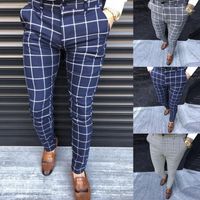 Мужские костюмы Blazers 2021 мужчин повседневные брюки мода хлопчатобумажные хлопчатобумажные штрихи подходит бизнес формальный клетчатый печать брюки мужские leisure1