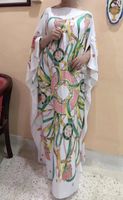 Bohemian Impresso Silk Kaftan Maxi Vestidos Ofastida Tradicional Moda Muçulmana Mulheres Boubou Roupa étnica Africana