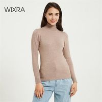 Wixra вязание свитер и джемпер Turtleneck Tops Pullovers Случайные женские женские длинные рукава все-матч эластичный 211023