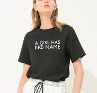 En tjej har inget namn tryckt Tee Femme O-Neck Kortärmad Bomull Tshirt Kvinnor Svart Vit Sommar Lös T-shirts Kvinnor Toppar 210522