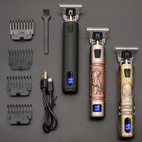 Saç Makası 2022 T9 0mm Profesyonel Clipper Elektrik Şarj Edilebilir Erkekler Tıraş Makinesi Sakal Giyotin Kuaför Kesim Kesme Makinesi