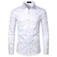 Camisas casuais casuais branco camisa de natal natal floco de neve chemise homme camisa social masculina manga longa botão para baixo vestido