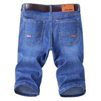 Jeans masculinos denim shorts capris solta perna reta 7pm verão fino 5 / calças médias grandes calções ocasionais