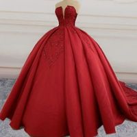 Vermelho Quinceanera Vestidos Lace Appliques Frisado Strapless Sweet 16 Dress Plus Size Prom Festa Vestidos