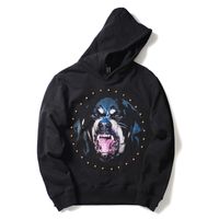 21ss Men's Hoodie Long Sleeve Sweatshirt Pullover Abstract Animal Print Rhinestone Embellished Casual Hoodie High Quality 2021 Couples Black Winter Clothing