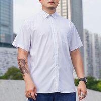 7XL 8XL Plus Size Short Sleeve Shirt Men Summer Solid Color White Purple Loose Shirts Casual For Big And Tall Man Men&#039;s Dress